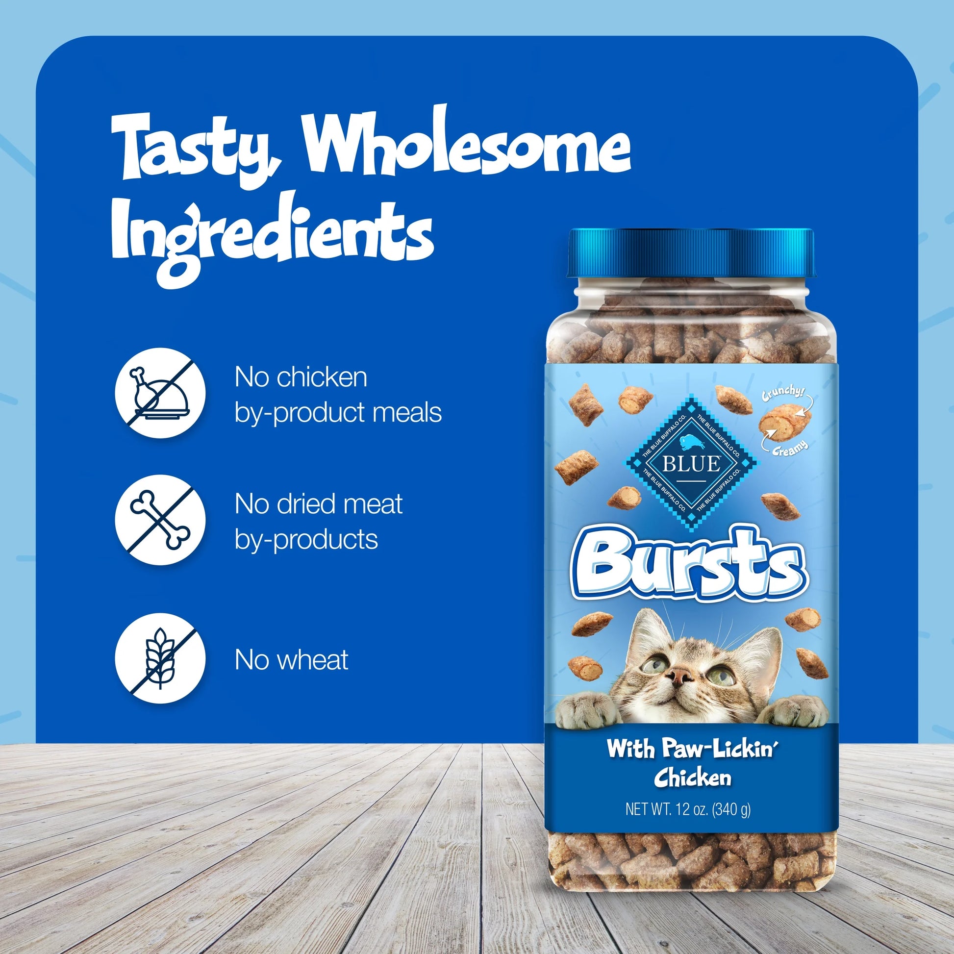 Blue Buffalo Bursts Crunchy & Creamy Cat Treats, Great for Training Chicken, 2-Oz Bag