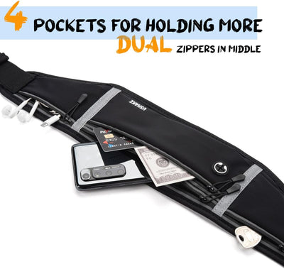USHAKE Slim Running Belt, Workout Fanny Pack for Men Women,Exercise Waist Pack for Apple Iphone Holder, Runner Belt for Running Walking Cycling Camping Gym