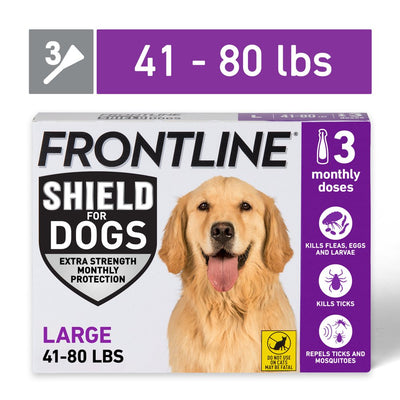 FRONTLINE® Shield for Dogs Flea & Tick Treatment, Large Dog, 41-80 Lbs, Purple Box, 3Ct