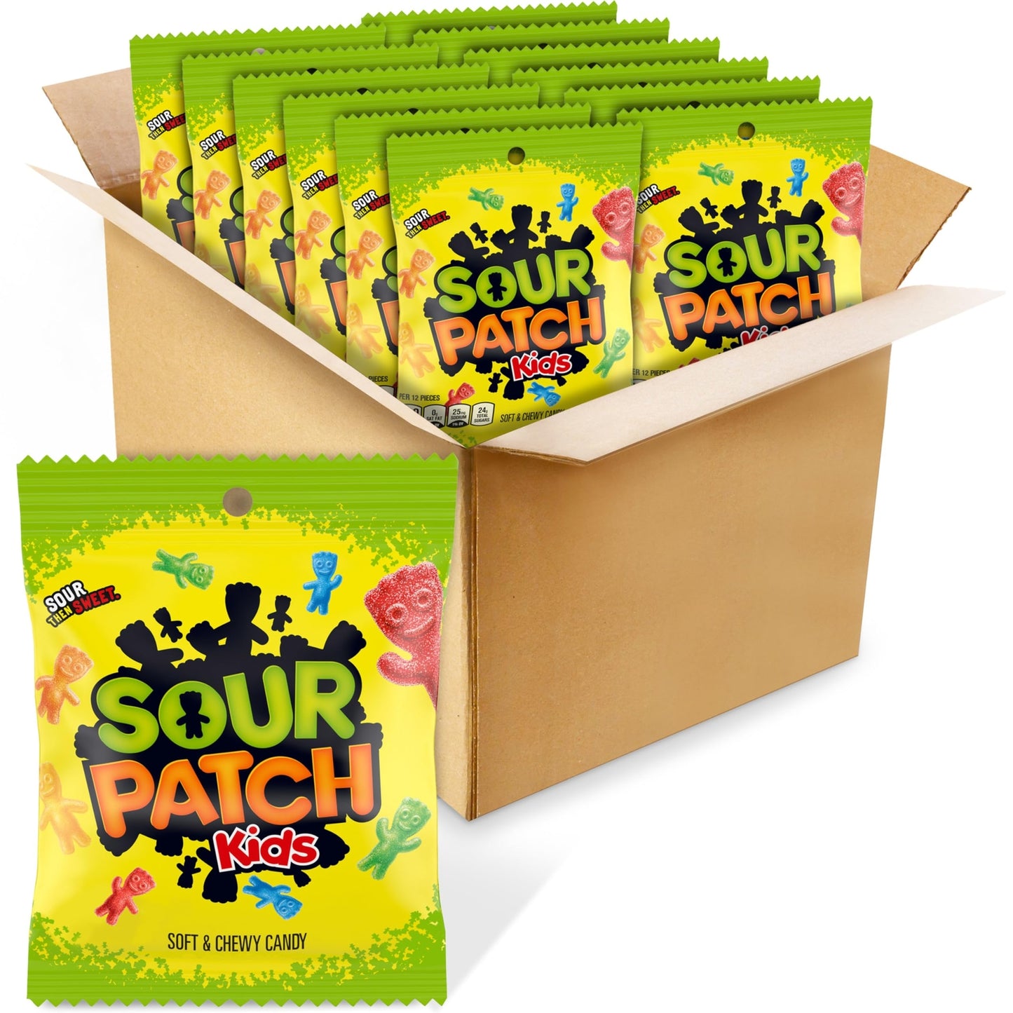 SOUR PATCH KIDS Assorted Soft Chewy Candy 12 Pack 3.6 Ounce Bags