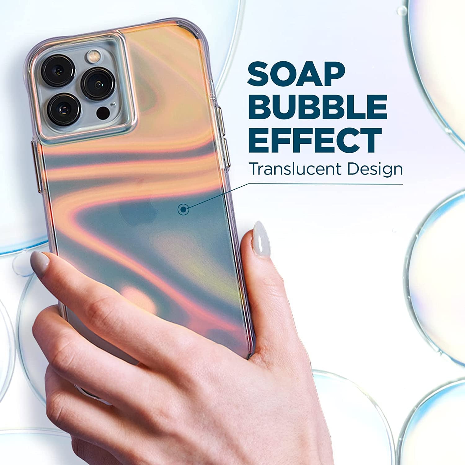 Case-Mate Iphone 13 Pro Case - Soap Bubble [10FT Drop Protection] [Wireless Charging Compatible] Luxury Cover with Iridescent Swirl Effect for Iphone 13 Pro 6.1", Anti-Scratch, Shockproof Materials