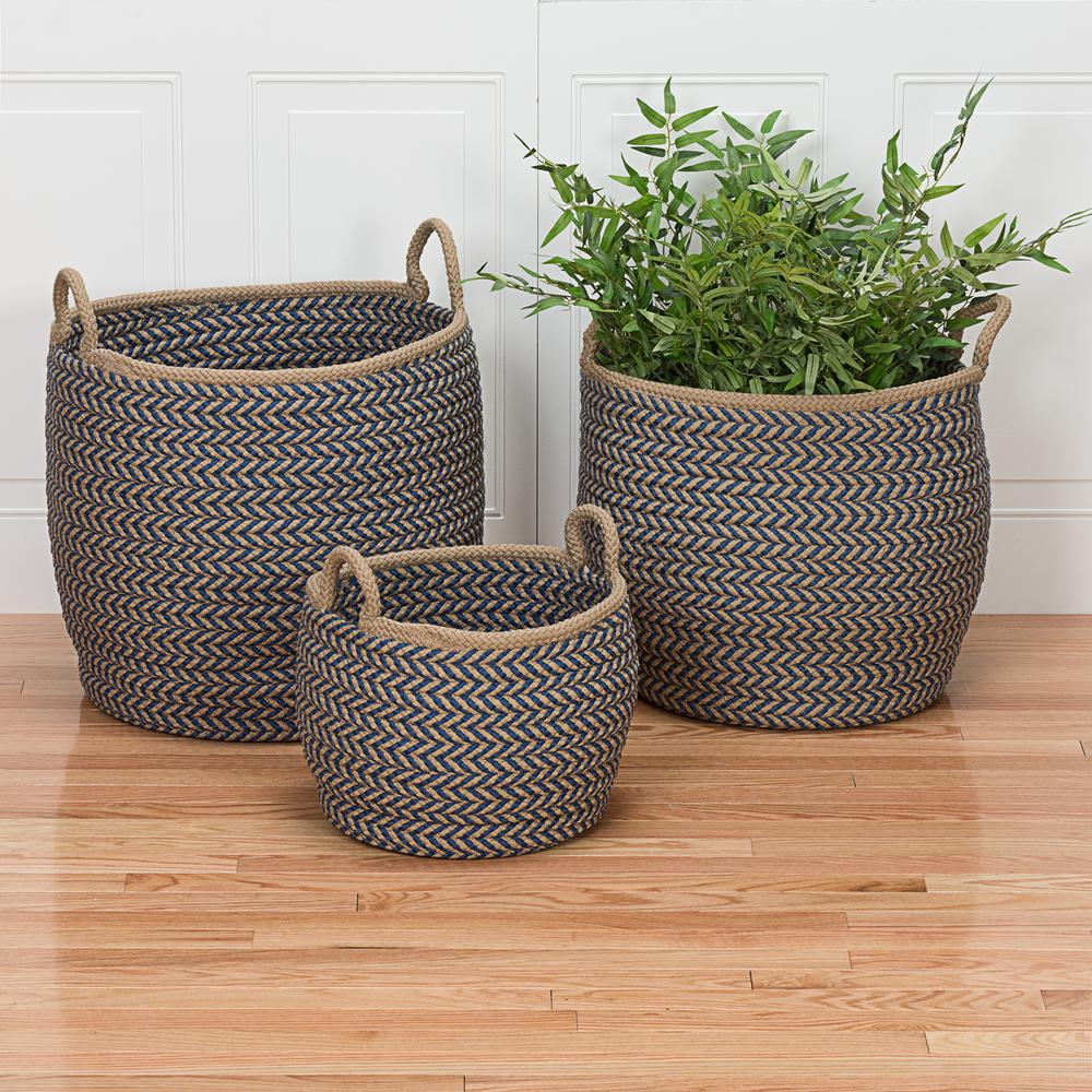 Prevé Basket - Taupe & Blue 15"x15"x15"