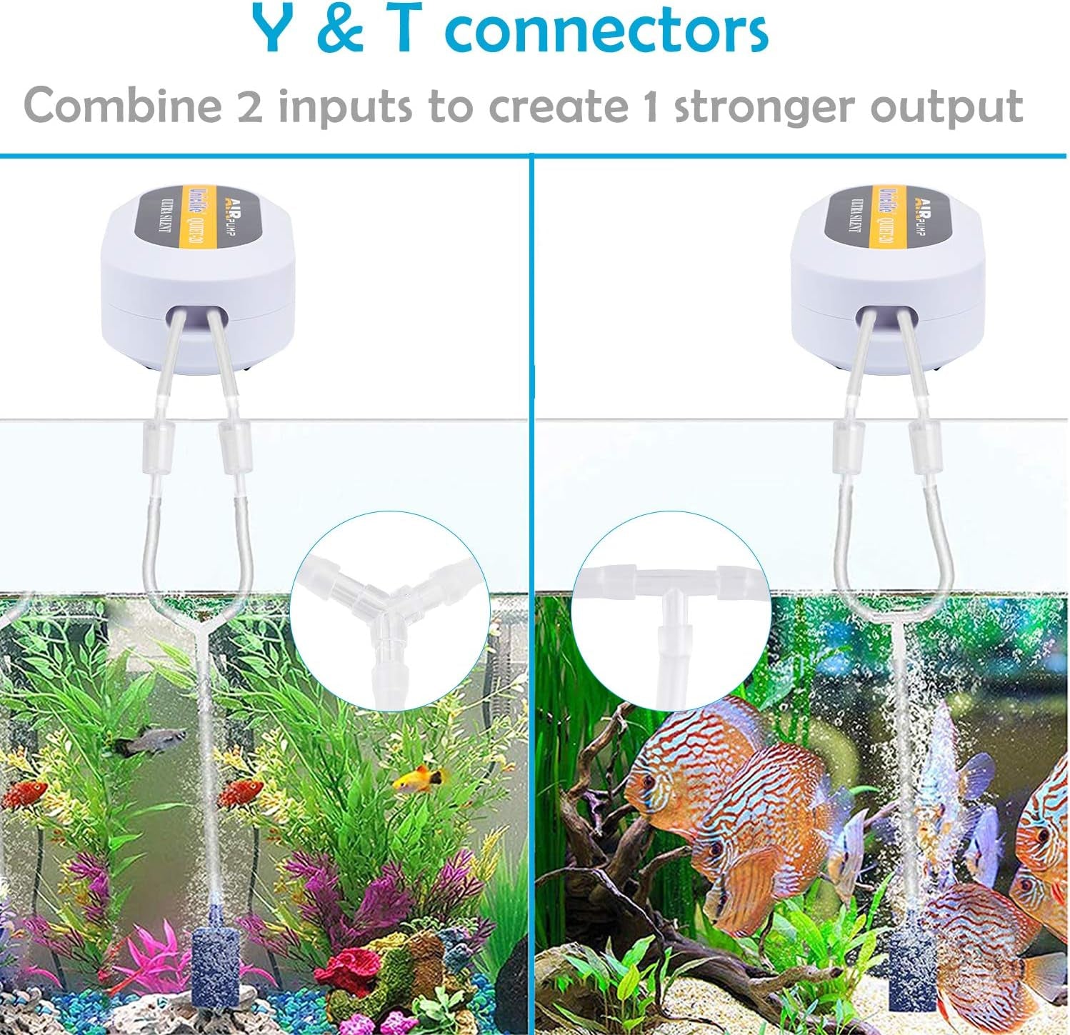 Pawfly Aquarium Airline Tubing Connectors Plastic Inline Valve, Fish Tank Air Pump Connector, 40-Piece
