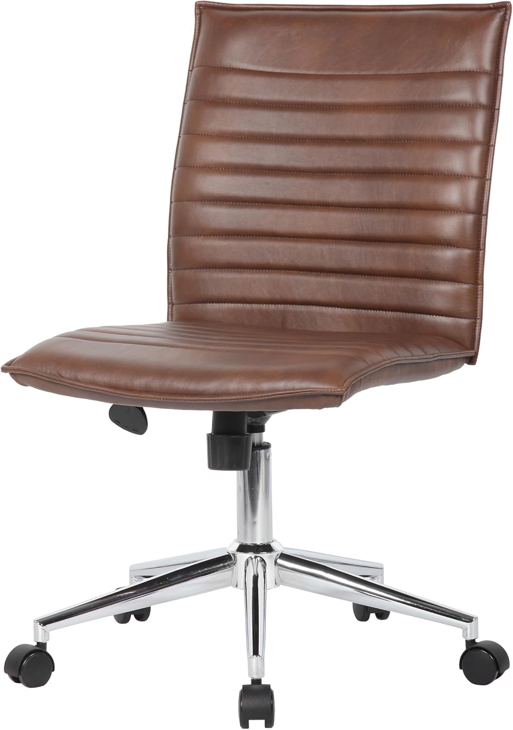 Boss Office Products Modern Vinyl Armless Hospitality Office Chair, Brown