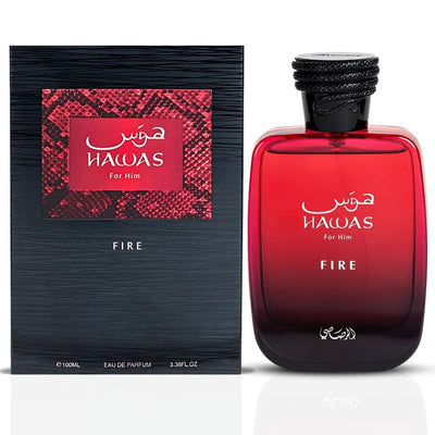 RASASI Hawas Fire Eau De Parfum Spray 100ML(3.4 Oz) - Bold Long Lasting Arabian Perfume for Men with a Fiery Essence - Indulge in a Luxurious Perfume Men That Captures Masculine Elegance and Strength