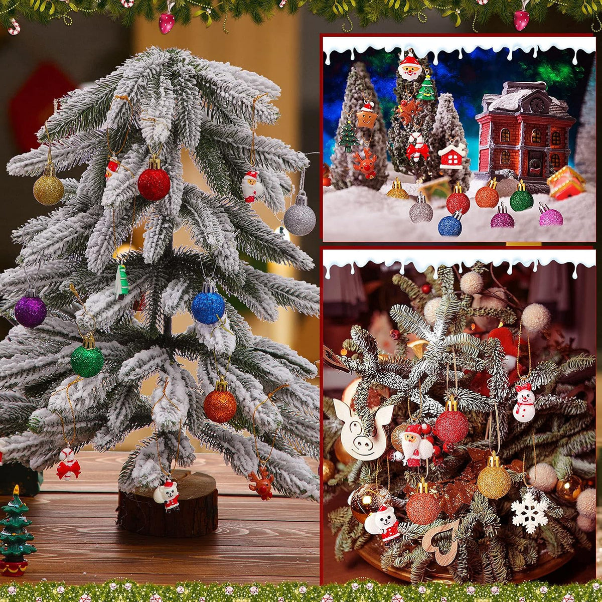 Skylety 36 Pcs Mini Christmas Ornaments, Glitter Balls