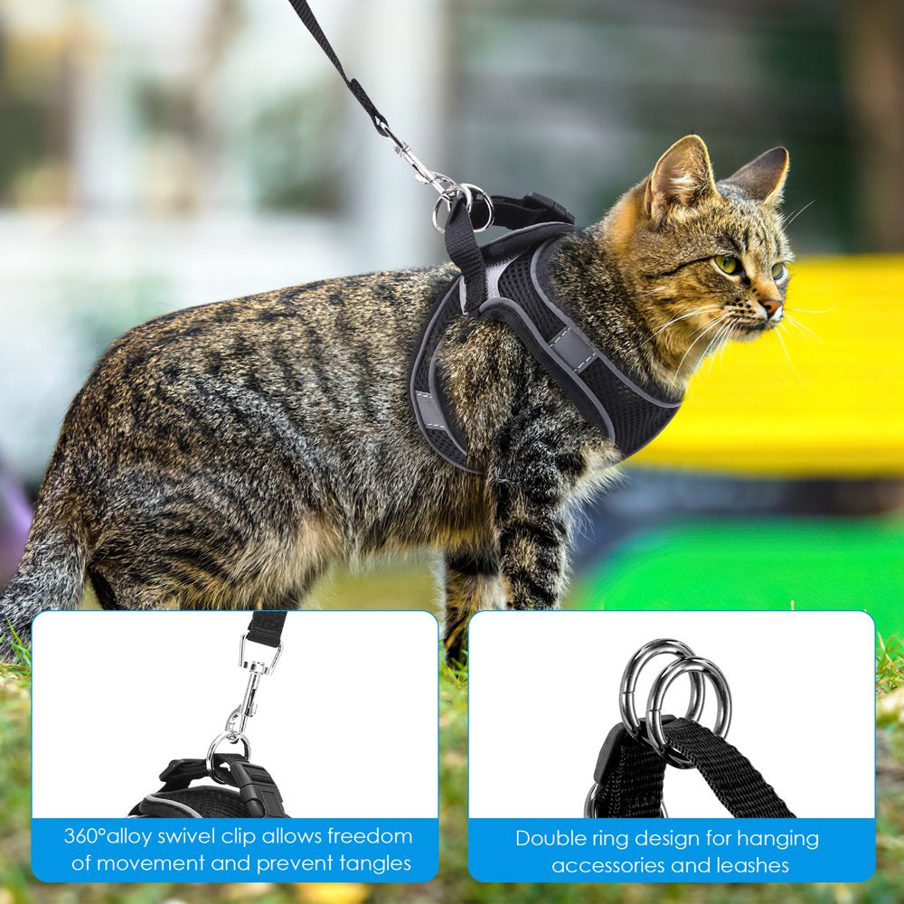 ORIA Cat Harness and Leash for Walking, Escape Proof Adjustable Cat Vest Harnesses, Easy Control Breathable Reflective Strips Jacket, Soft Harness for Puppy Small Medium Large Cats, Black(S)