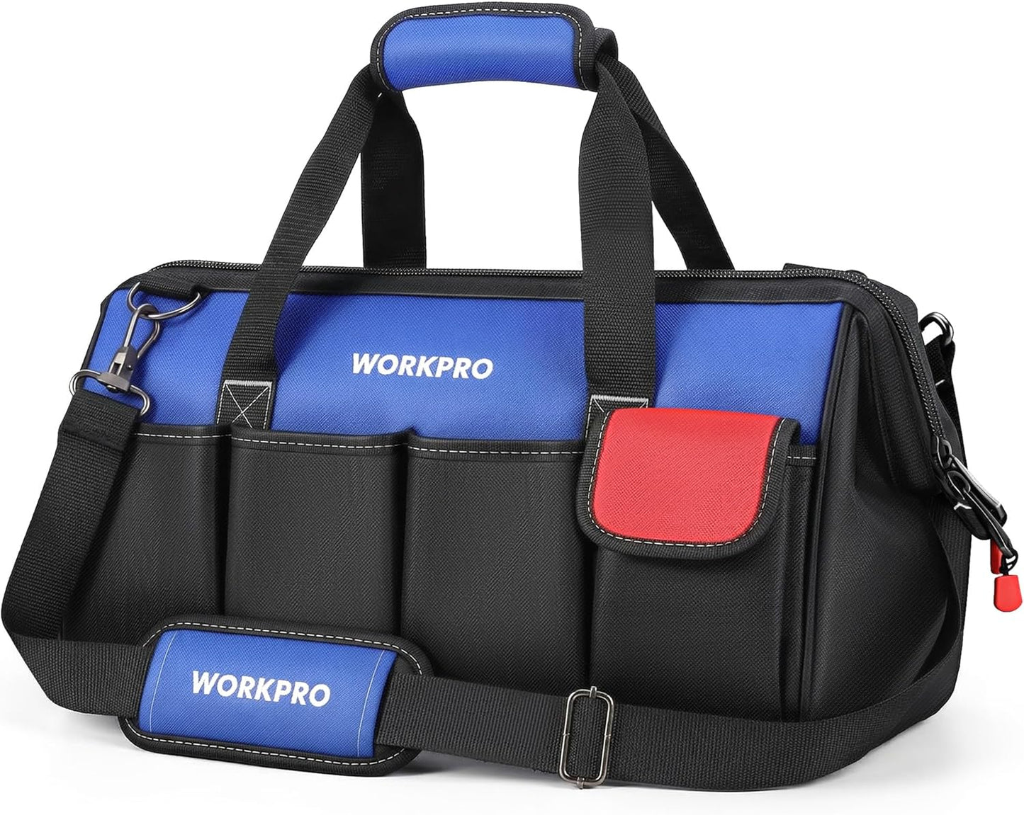 WORKPRO 18-Inch Close Top Wide Mouth Storage Tool Bag with Adjustable Shoulder Strap, Sturdy Bottom