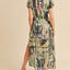 Aemi + Co Lace Detail Slit Geometric Print Short Sleeve Maxi Dress