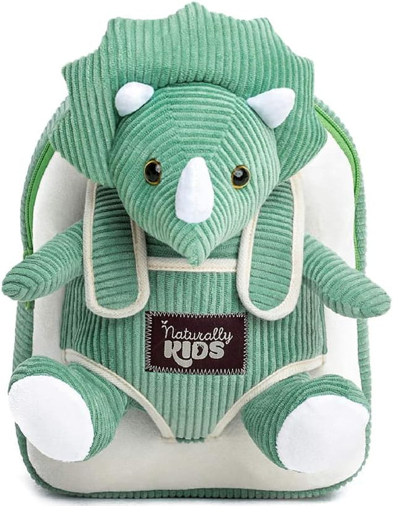 Green Triceratops Plush Stuffed Animal, Dinosaur Gifts for Kids 3-5, Dinosaur Backpack, Toddler Backpack for Boys, Girl