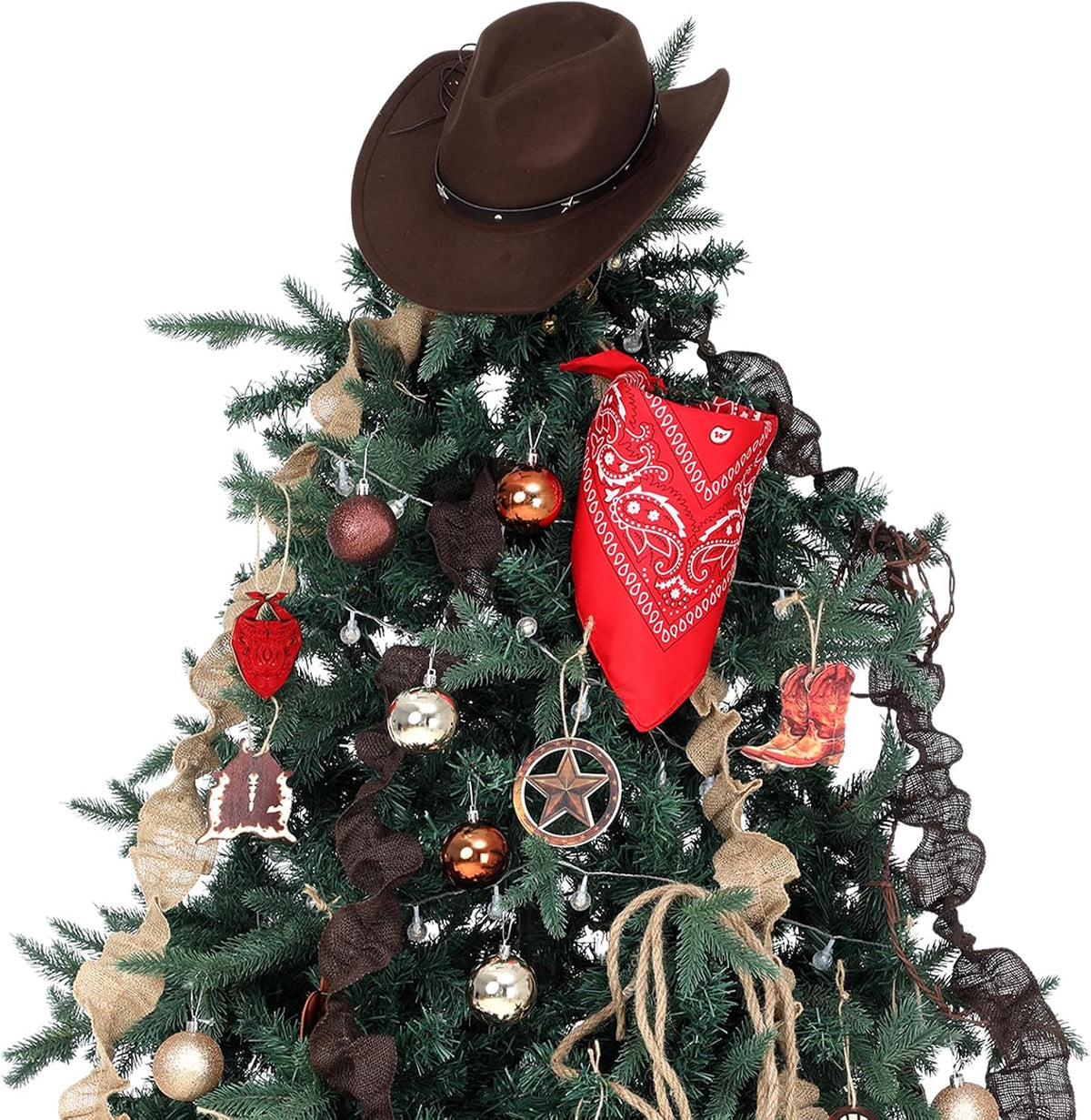 32 Pcs Western Christmas Ornaments Cowboy Tree Decorations Rustic Set