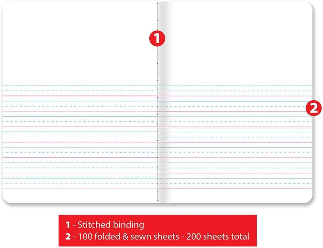 Better Office Products Primary Journal, Hardcover, Primary Composition Book Notebook - Grades K-2, 100 Sheet, One Subject, 9.75" X 7.5", Blue Cover-6 Pack