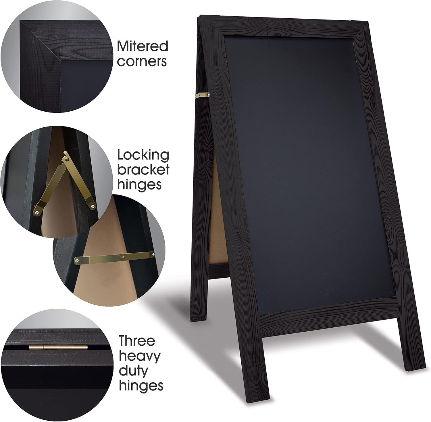 Better Office Products Magnetic A-Frame Chalkboard Sign, Extra Large 20" X 40", Standing Chalkboard Easel, Deluxe Set with Multiple Accessories, Outdoor Sidewalk Sandwich Board Sign,(Black)