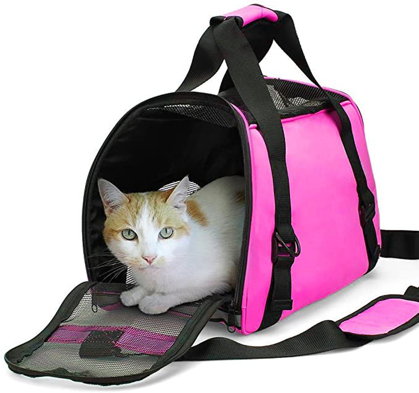 Zanesun Cat Carrier,Soft-Sided Pet Travel Carrier for Cats,Dogs Puppy Comfort Portable Foldable Pet Bag Airline Approved(Rose)