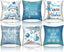Hunnmingre Set of 6 Blue Christma Snowman Pillow Covers 18 X 18 Inch