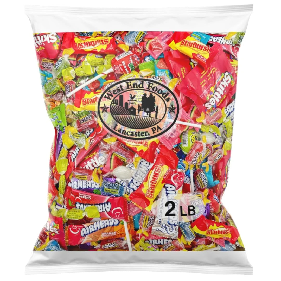 West End Foods Candy (2Lb) Bundle of Assorted Jolly Ranchers, Skittles & More Pinata Style Candy