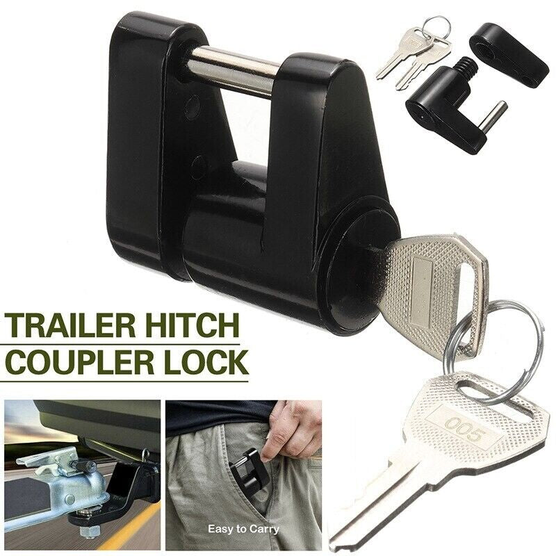 Trailer Hitch Coupler Lock Dia 1/4" Span 3/4" for Tow Boat RV Truck Car + 2 Keys