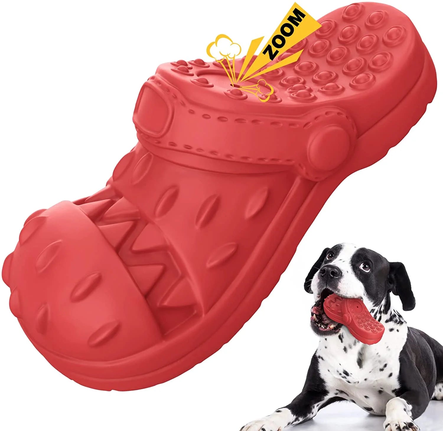 MASBRILL Squeaky Dog Toys Large Dog Chew Toy for Aggressive Chewer, 100% Safe Natural Soft Rubber Beef Flavor Dog Toys