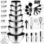 Vesteel 35PCS Mixing Bowls with Lids Set, Stainless Steel Nesting Salad Prep Bowls Attach with 3 Graters & Kitchen Utensils for Mixing Serving Grating, Size 4.5/3.5/3/2.5/1.5/1.2/0.7 QT, Black