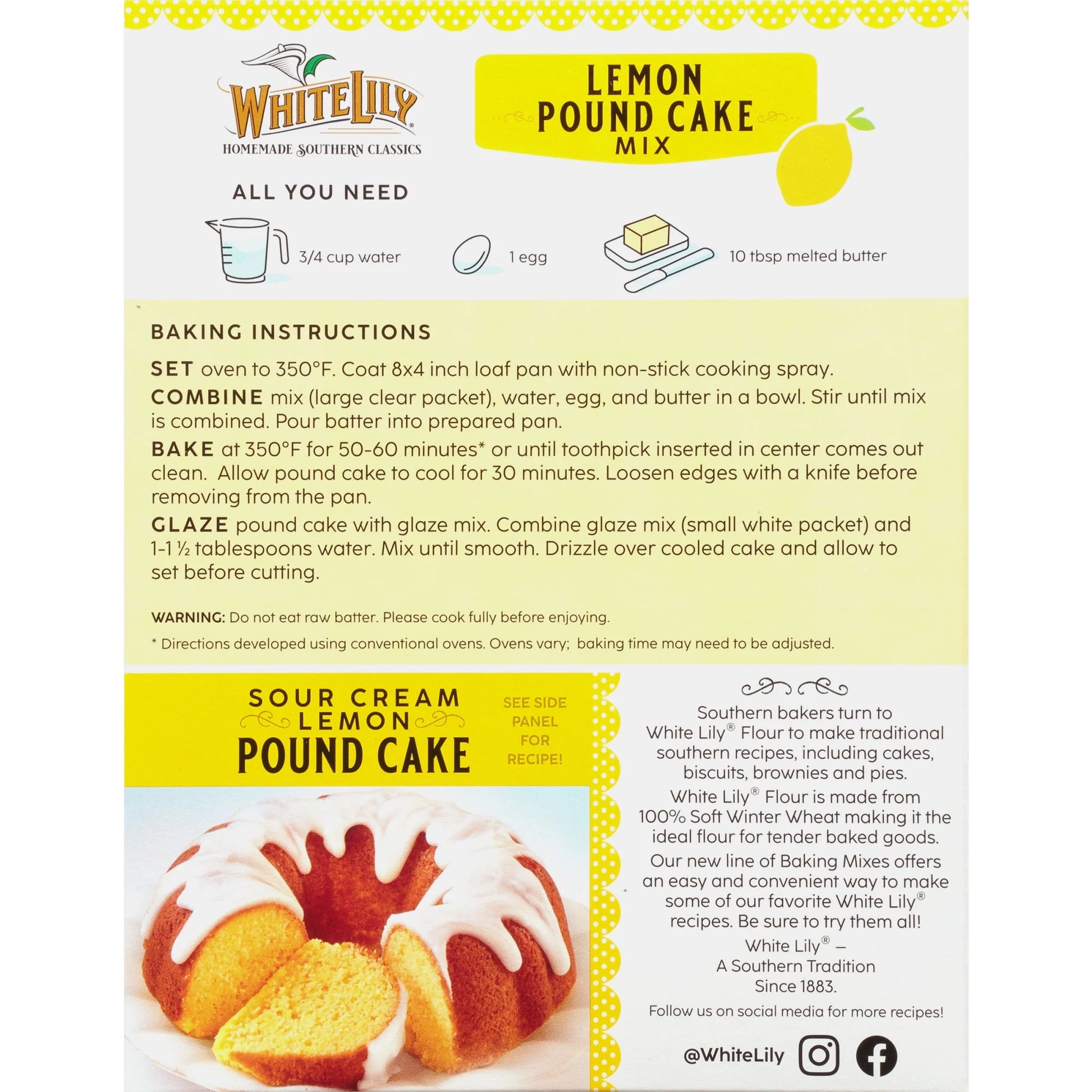 (4 Pack) White Lily Lemon Pound Cake Mix, 16.2 OZ Box