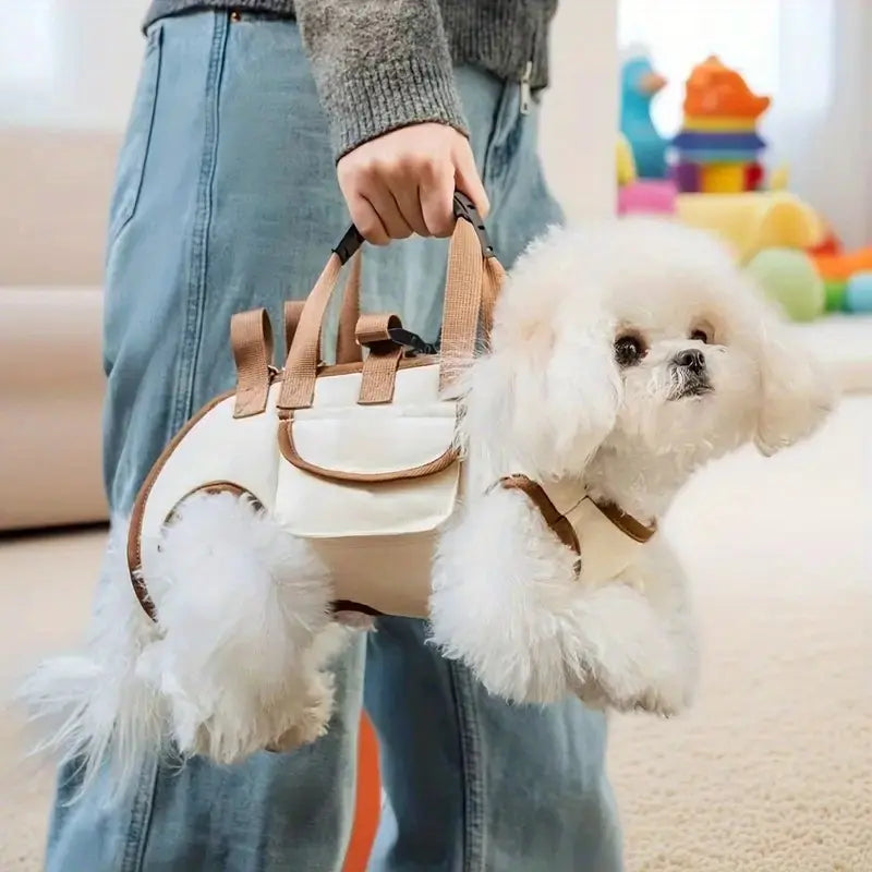 [Stylish Pet Backpack] Snuggle Sling Dog Carrier, Adjustable Full Body Lift Harness for Small Dogs and Cats, Portable Breathable Pet Carrier Backpack with Hands-Free Shoulder and Treat Bag(Small) Multi-Functional，Perfect for Outdoor Travel