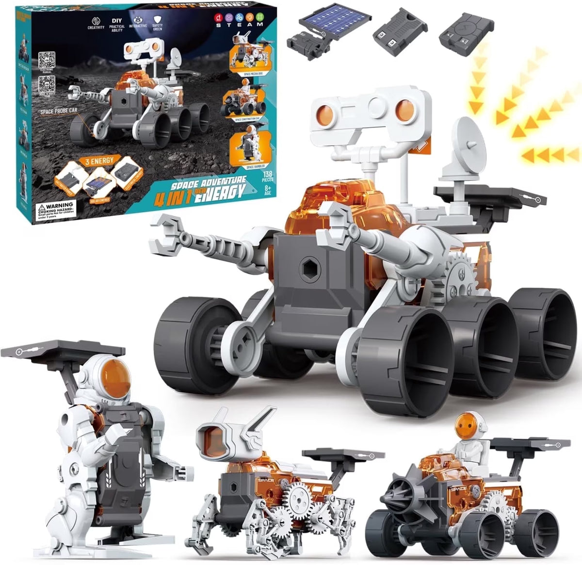 FAGINEY 4-In-1 Building Science STEM Kits, Solar Robot Toys for Kids Ages 8-14+, STEM Projects DIY Space Toys Birthday Gifts for Boys Girls Ages 8-16 Teens