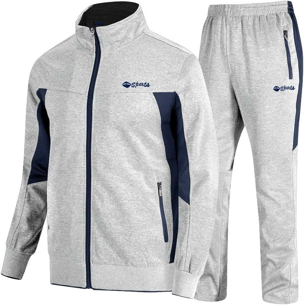 TBMPOY Men'S Tracksuits Sweatsuits for Men Sweat Track Suits 2 Piece Casual Athletic Jogging Warm up Full Zip Sets