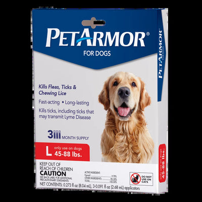 Petarmor Flea & Tick Prevention for Dogs (45-88 Lbs), 3 Treatments
