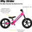 Strider 12 Sport, No Pedal Balance Bike for Kids Ages 1–4 Years, Pink
