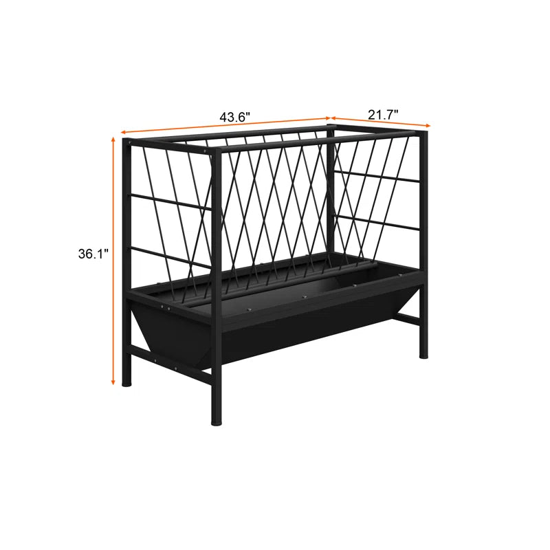 45-Gallon Heavy-Duty Pasture Hay & Grain Feeder with 24 Gallon Feed Pan, Livestock Feeding Trough Quick to Assemble, Feeding Goats, Calves, Cow, Horse for Farms