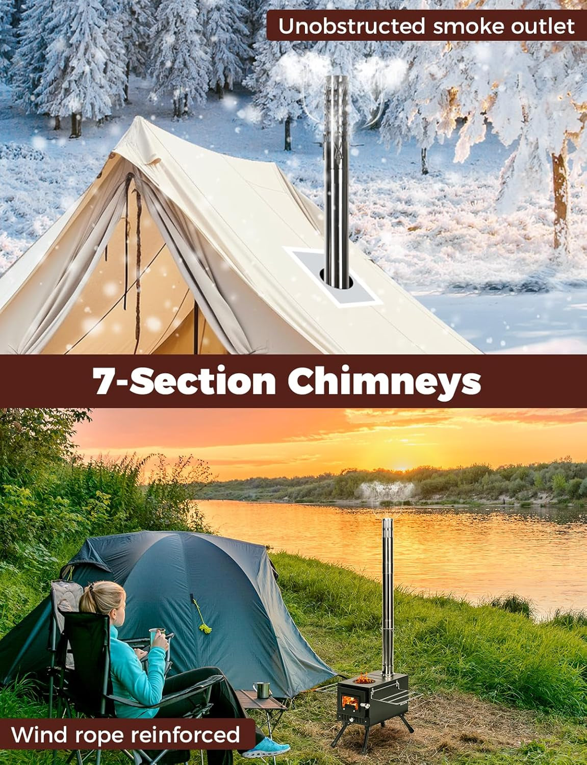 Upgraded Tent Stove, Portable Wood Burning Stove for Outdoor Camping