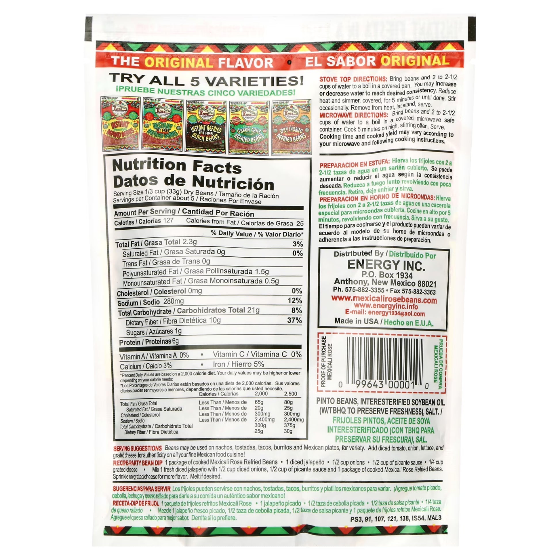 (4 Pack) Mexicali Rose Instant Refried Beans, 6 Oz, No Spice (Salt and Oil Only)