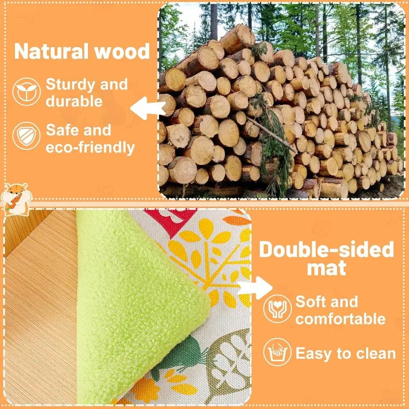 Upgraded Guinea Pig Castle, Sturdy Wooden Guinea Pig Hideout, Small Animal House Bed Hut Habitats with Stairs, Easy to Assemble for Hamsters Bunny Chinchillas Playing Hiding