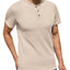 GIRUNS Men'S Short Sleeve Waffle Henley T-Shirt Summer Casual Tee for Men
