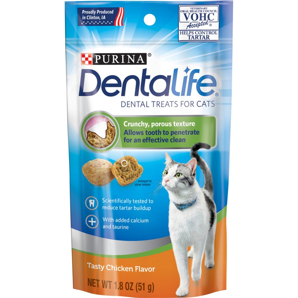 Purina Dentalife Cat Dental Treats, Tasty Chicken Flavor, 1.8 Oz. Pouch