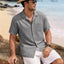 GENTS BLISS Men Linen Shirts Casual Short Sleeve Button down Shirts for Men Beach Tops with Pocket