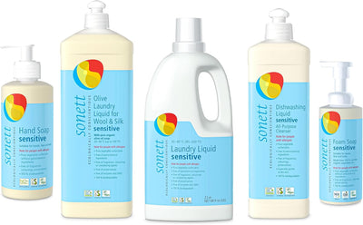 Sonett Organic Sensitive Line: Hand Soap, Dishwashing Liquid, Laundry Liquid for Wool & Silk, Foam Soap - Eco-Friendly, Hypoallergenic, Biodegradable