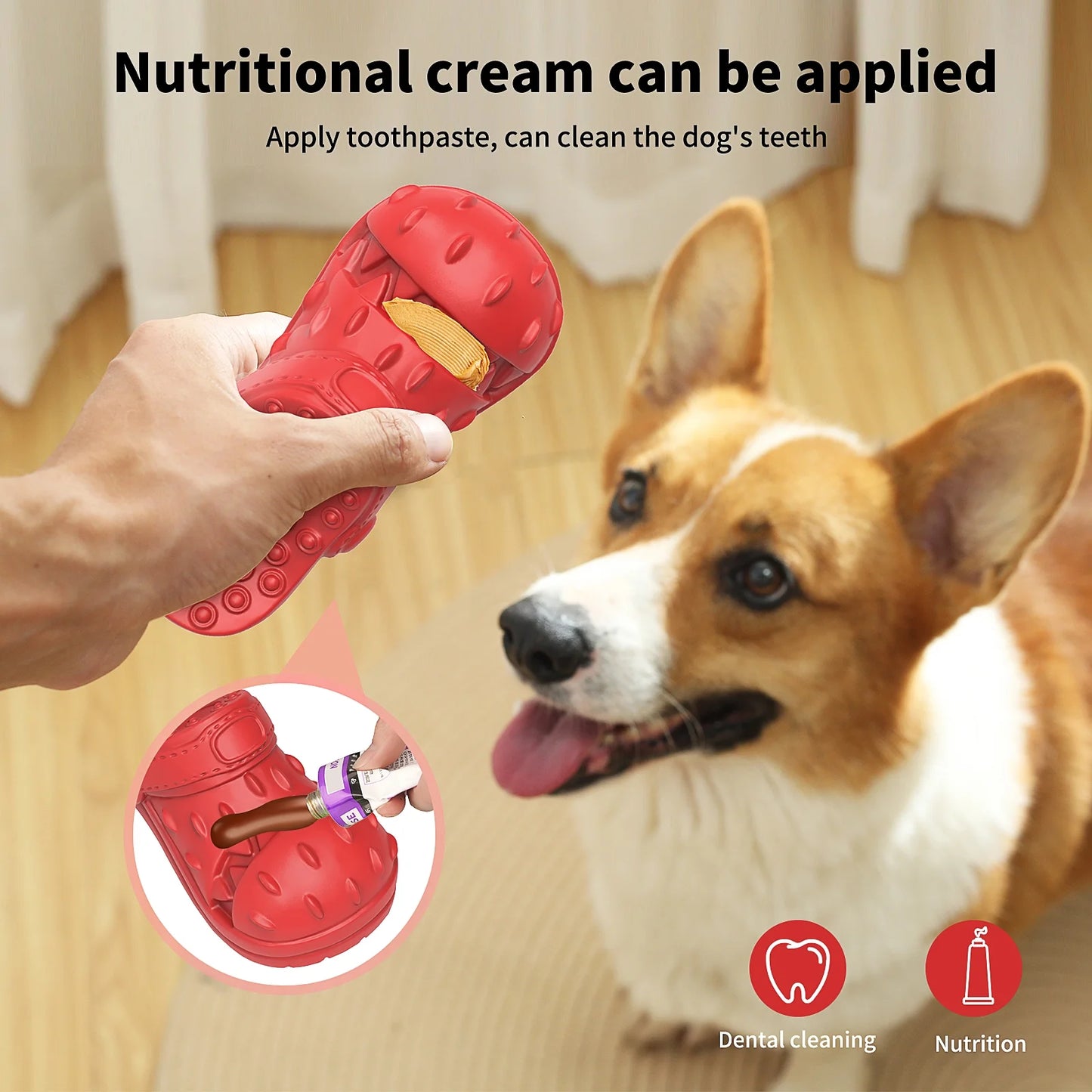 MASBRILL Squeaky Dog Toys Large Dog Chew Toy for Aggressive Chewer, 100% Safe Natural Soft Rubber Beef Flavor Dog Toys