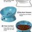 Y YHY Elevated Cat Food Bowl, Ceramic Raised Bowl, Tilt Angle Protects Cat'S Spine, anti Vomiting Dish, Backflow Prevention, Lake Blue
