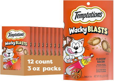 Temptations Wacky Blasts Cat Treats, Cluckin' Bacon Flavor, 3 Oz, 12 Pack