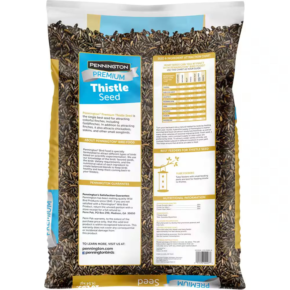 Premium 10 Lb. Thistle Nyjer Bird Seed Food for Finches and More Wild Bird Feed