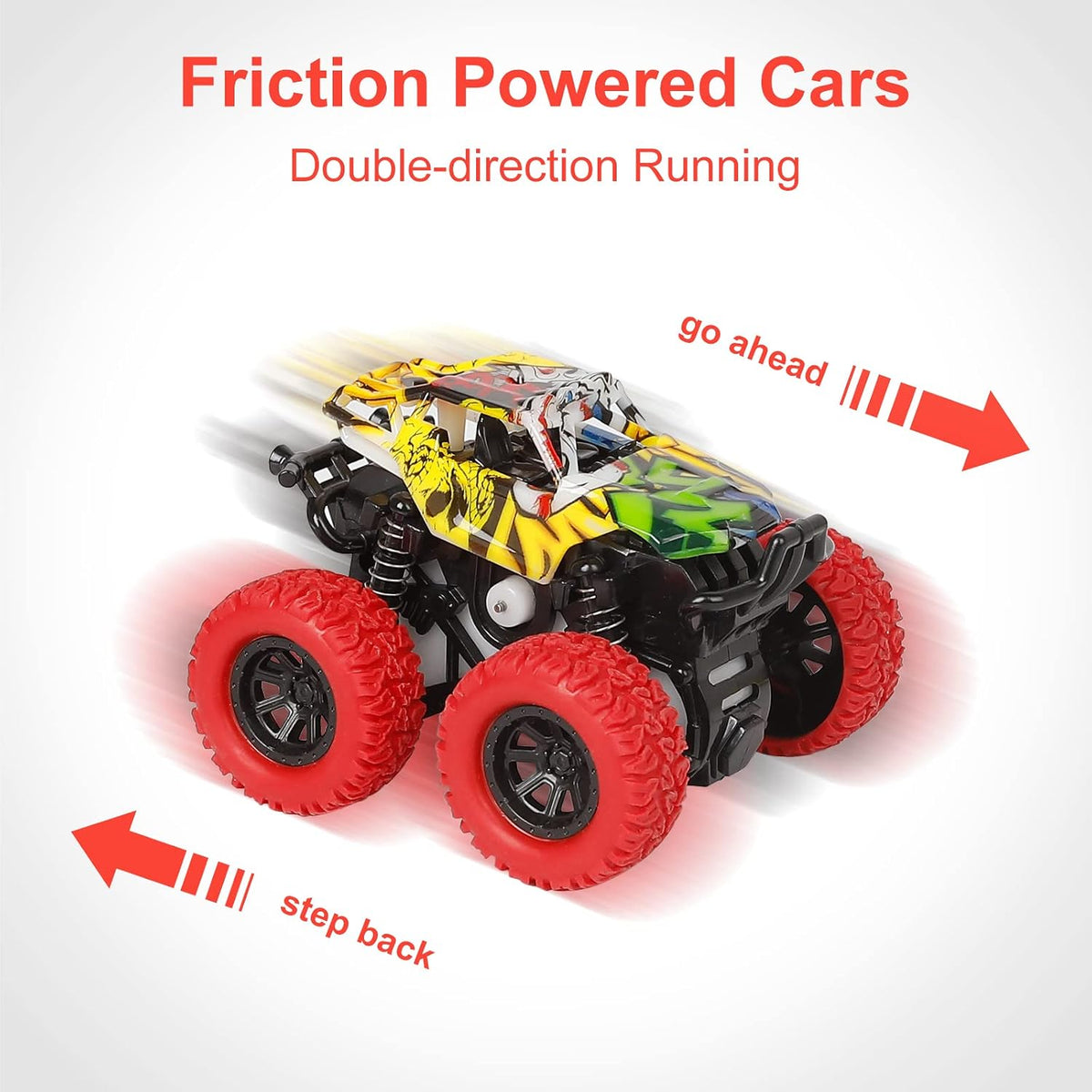 Monster Truck Toy Friction Car for Kid Toddler 360° Rotating (2 Pack)