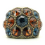 Antique Copper Brass Ring with Top Grade Crystal  in Multi Color