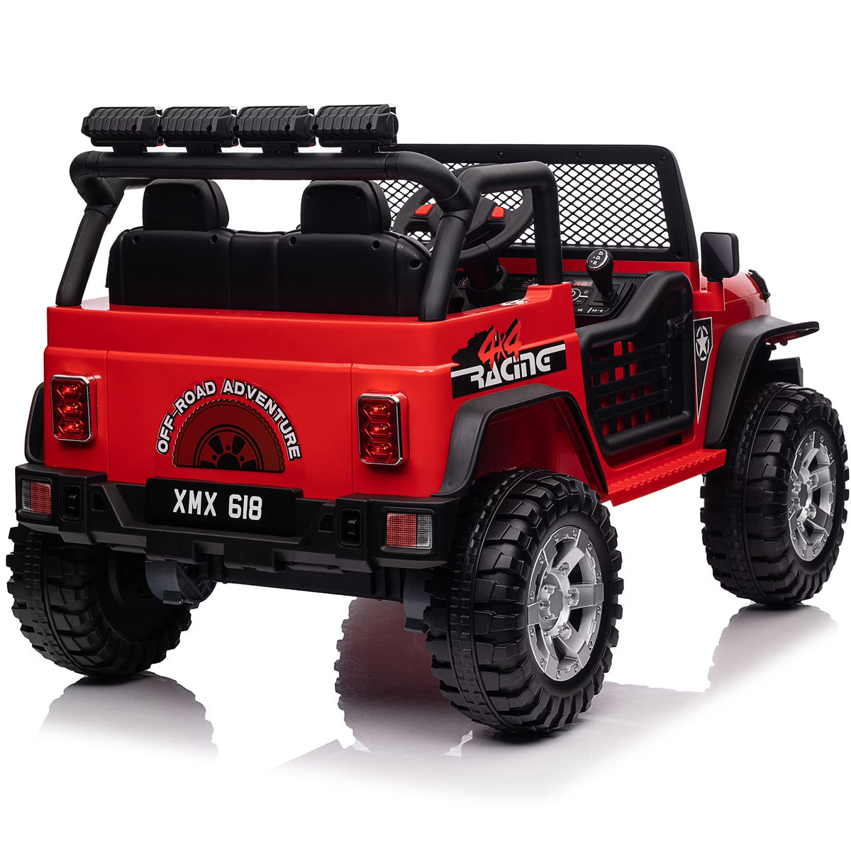 Joyracer 24V 2 Seater Kids Ride on Truck with Remote Control, 4×200W Motor, Electric Battery Powered Toys Car W/ 4 Wheels Spring Suspension, 3 Speeds, LED Lights, Bluetooth Music, Red