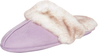 Jessica Simpson Womens Comfy Faux Fur House Slipper Scuff Memory Foam Slip on Anti-Skid Soleslipper