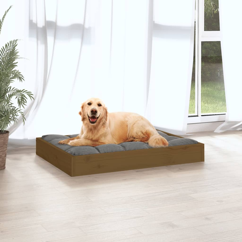 vidaXL Dog Bed Honey Brown 28.1"x21.3"x3.5" Solid Wood Pine