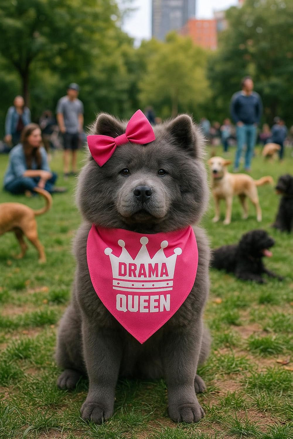 Parisian Pet Pink Dog Bandanas - Adjustable Drama Queen Puppy Bandana - Girl Dog Accessories - Breathable and Stylish Dogs Kerchief - Triangle Pet Scarves - Small Dogs Bandana - Bib for Pets