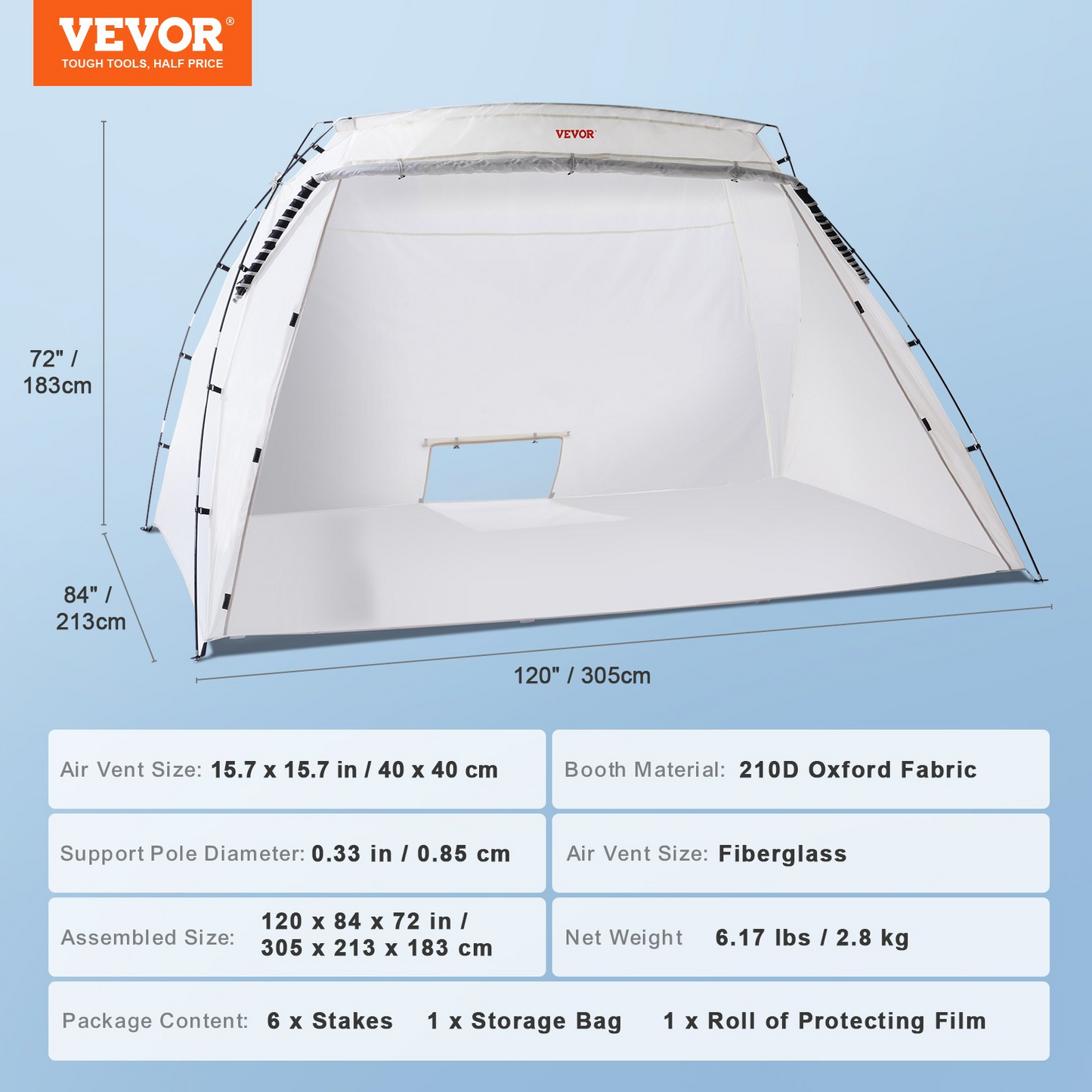 VEVOR Portable Paint Booth, Larger Spray Paint Tent with Built-in Floor & Mesh Screen, Painting Tent Station for Furniture DIY Hobby Tool, 10x7x6ft Spray Paint Shelter