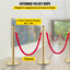 38 Inch Stanchion Posts Queue, Red Velvet Rope (3, Gold)