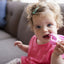 Baby Banana®Pink Teether-Toothbrush, Infant to Toddler, Made in USA, Butter-Soft Bristles for Gums and Teeth, Bendable Food Grade Silicone, Family-Owned Buisness since 2009, 11 Million+ Sold